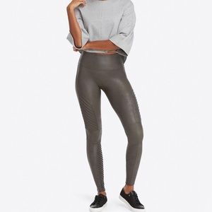 SPANX Faux Leather Moto Leggings Gunmetal grey size 2X